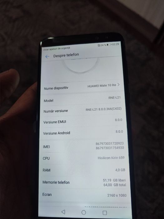 Huawei mate 10 lite  perfect funcțional.