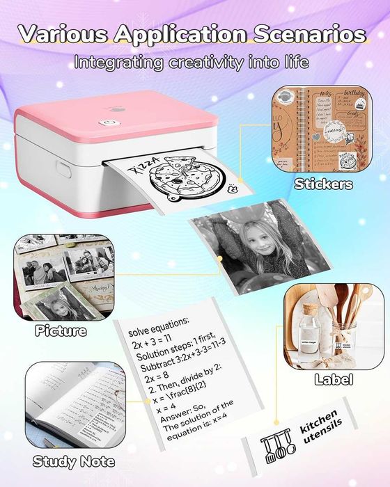 Принтер Phomemo P2S, мини термален принтер за смартфон, Bluetooth