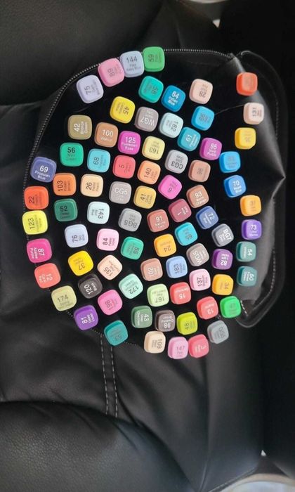 Set 80 carioci cu varf dublu, culori diverse, geanta depozitare