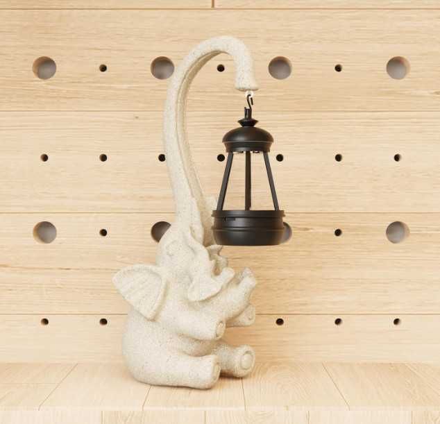 Декоративна статуя Слон със соларно фенерче, градинска фигурка