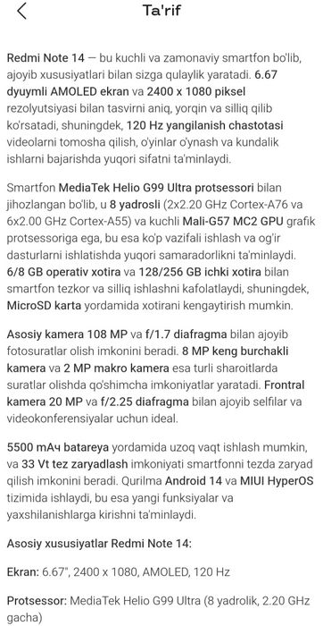 Redmi Not 6/128 Qora