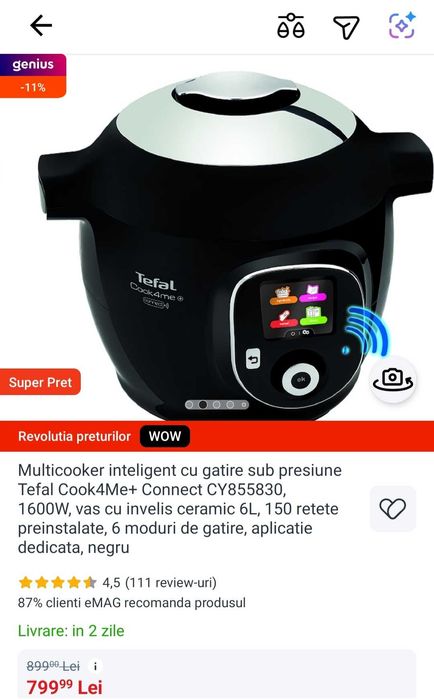 Multicooker inteligent Tefal, ca nou