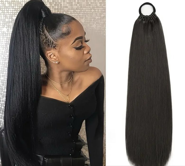 Удължение екстеншън за опашка от синтетична коса с захват ластик 60см