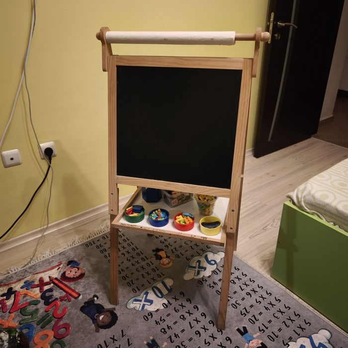 Дървена Дъска за рисуване-двустранна-магнитна за тебешири и маркери