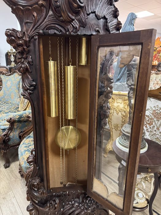 Ceas de podea din lemn masiv - sculptura manuala, mecanism westminster