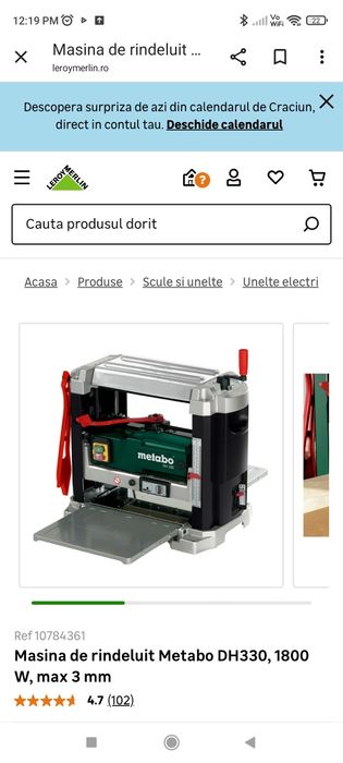 Vând mașină rindeluit