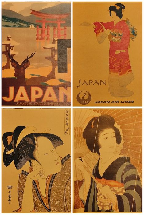 Poster/print tematica japoneza hârtie kraft 42x30cm