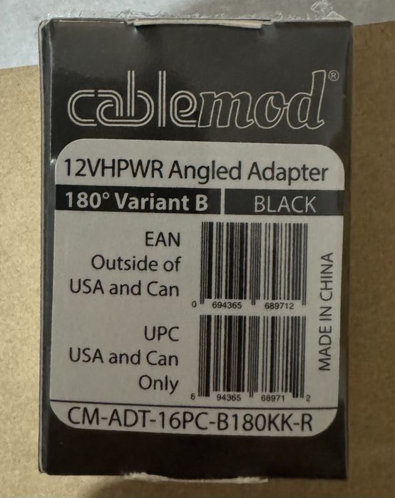 Cablemod angled adapter 12vhpwr rtx 40xx/50xx 180 grade
