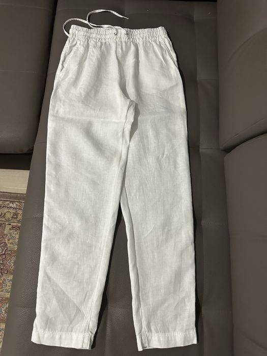 Льняные белые брюки