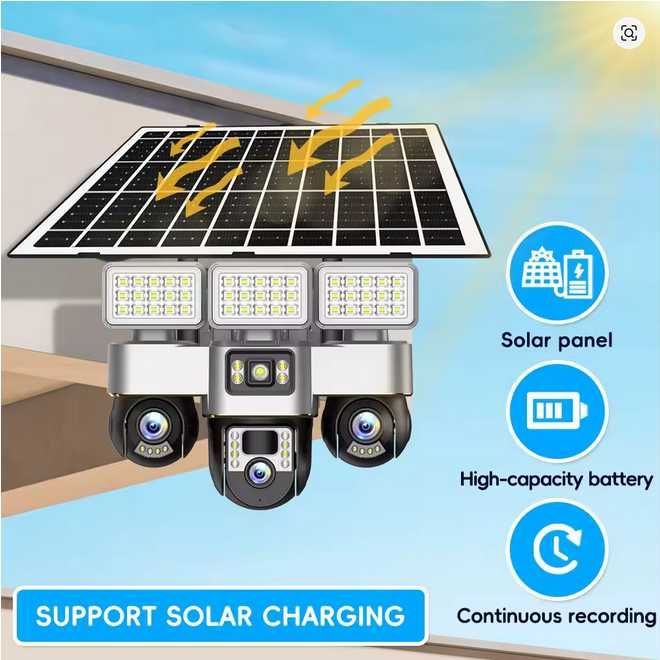 15MP HD 4G Соларна камера с три обектива, Night Vision, Solar Panel Charging, Human Detection