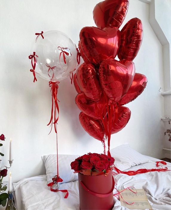 Гелевые красные сердца по 990 тг