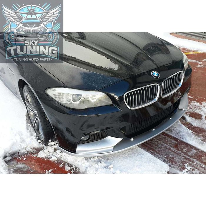 Преден лип спойлер за бмв ф10 ф11 м тех / bmw f10 f11 lip spoiler m tech / добавка за предна броня със сплитери / нож