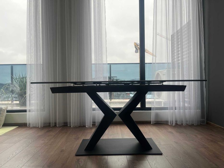 разтегателна трапезна маса 160/90/76 метална основа и керамичен плот