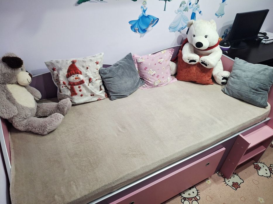 Pătuț copil cu sertar și scăriță