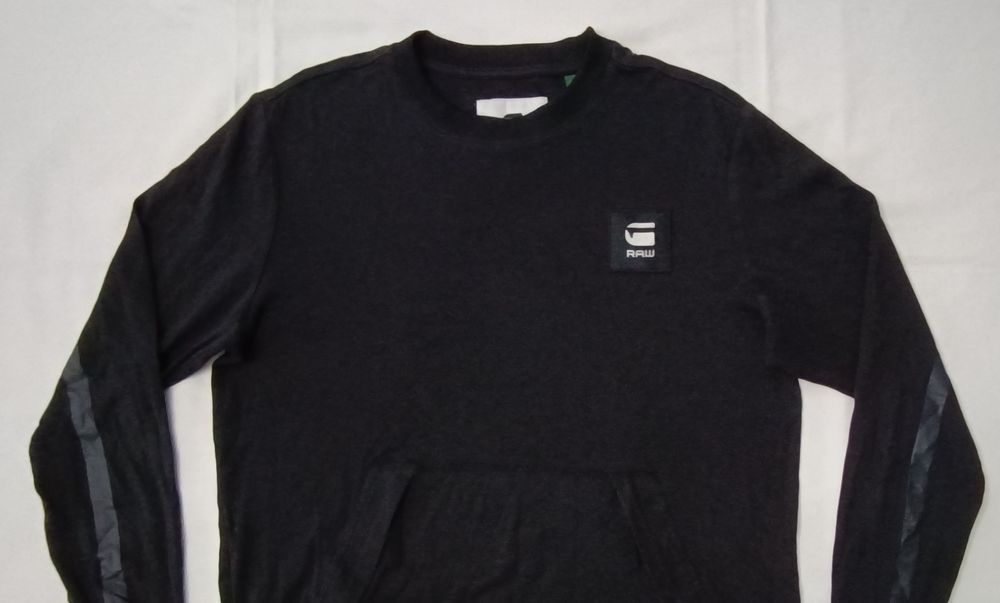 G-STAR RAW Box Logo Pocket оригинално горнище L памучна черна блуза
