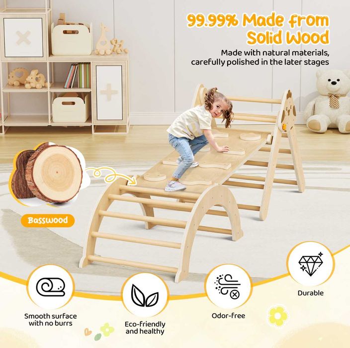 Монтесори комплект за катерене 7в1 - Триъгълник на Пиклер, арка, рампа