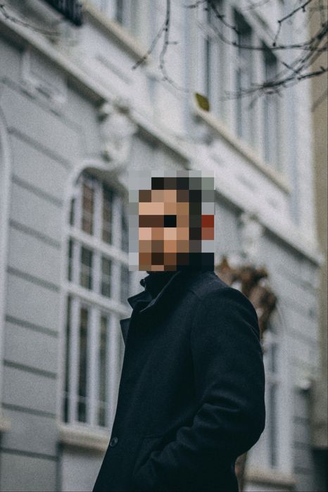 Класическо черно мъжко палто Jack & Jones Core, размер S.