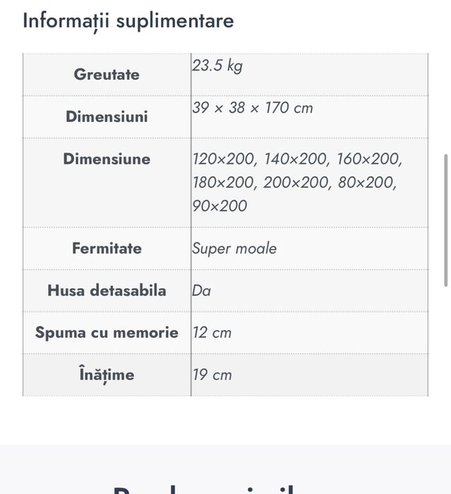 Vand saltea moale ( strat spuma de memorie 12 cm)