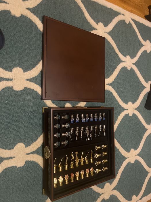 Set sah Harry Potter-Quidditch Houses of Hogwarts placat cu aur de 24K