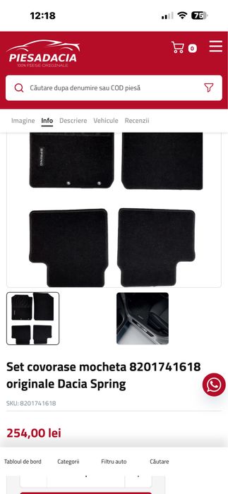 Set Presuri /covorașe mocheta oem Dacia spring