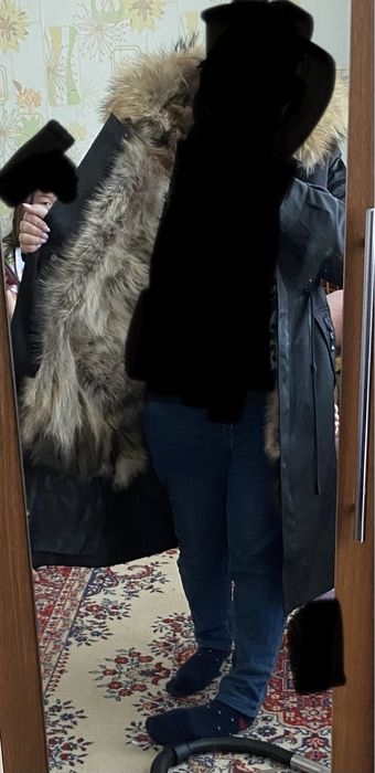 Парка черная теплая