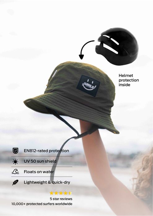 Чисто нова защитна шапка / каска за сърф и водни спортове Smile Surfwear