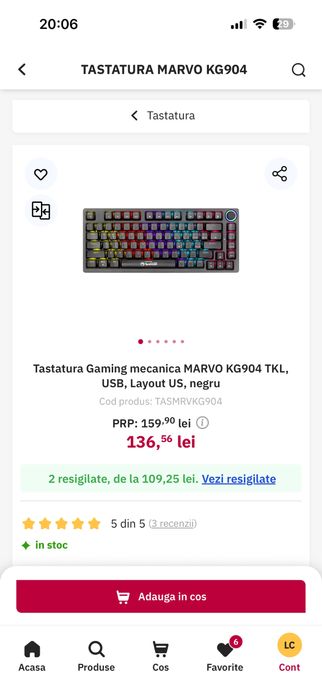 Tastatura + Mouse Rgb Nou! Garantie 2 ani factura!