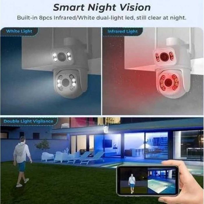 + карта 64GB А0018 6MP Двойна външна ICSEE WIFI нова камера 2 обектива