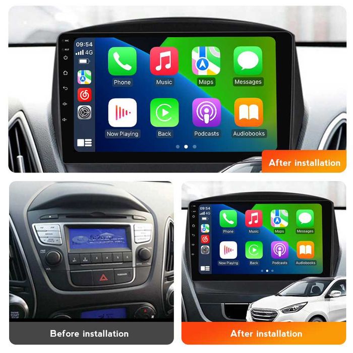 Navigatie Android 14 Hyundai Santa Fe IX35 2009+ 1/8 Gb CarPlay CAMERA