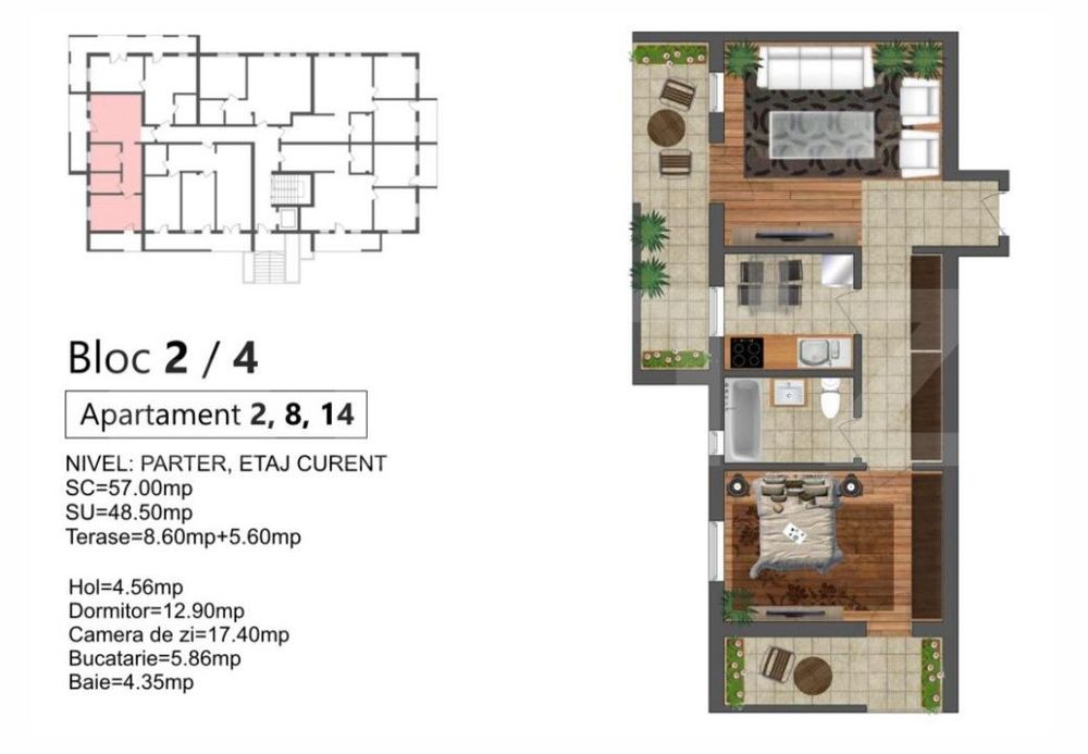 Apartament de vanzare – bloc nou, zona Zavoaie, Kaufland Sud