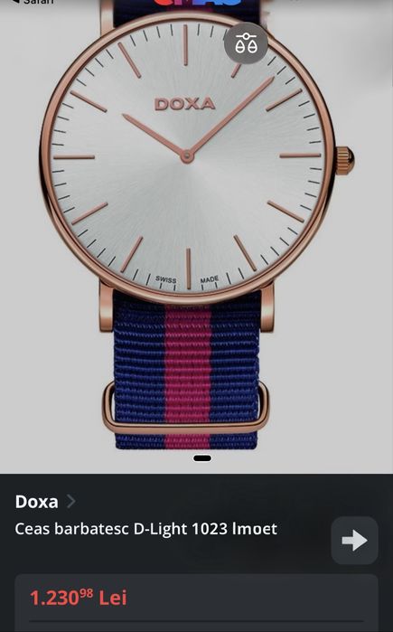 Ceas Doxa Barbatesc curea piele Sticla Safir