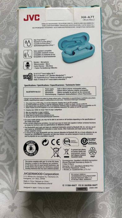 Слушалки JVC HA-A7T, True Wireless, Bluetooth, In-Ear, Микрофон, Синьо