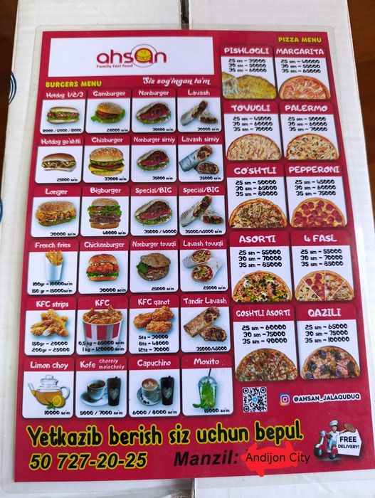 Ахсан Фаст Фуд Янги Андижонда