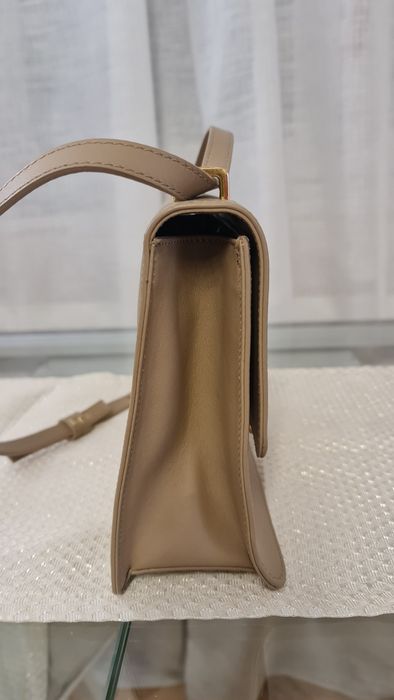 Geantă Musette bej (nude) din piele