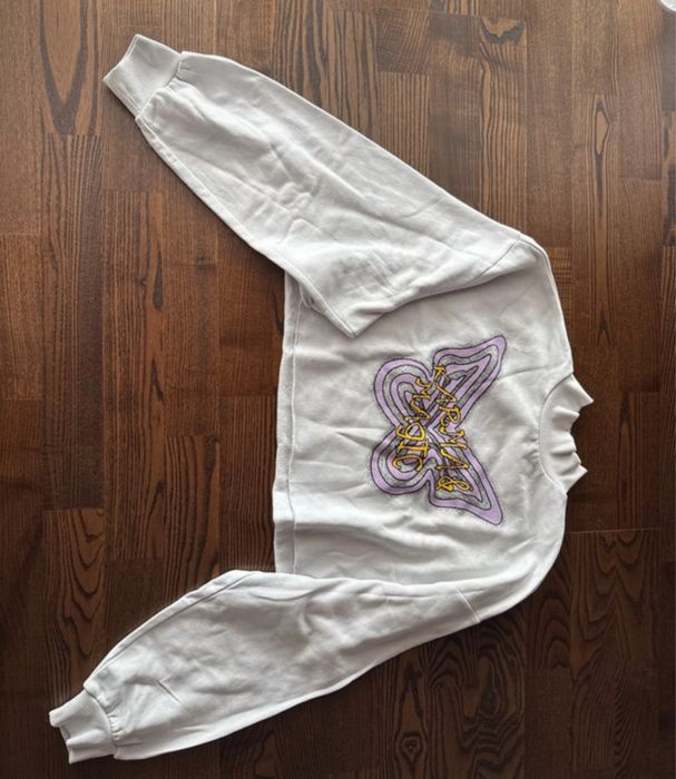 Pulover scurt alb cu imprimeu – H&M