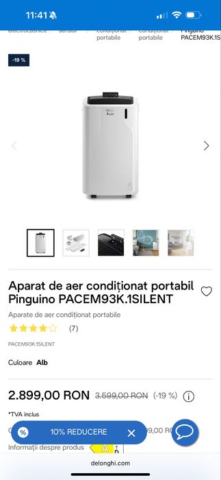 Aer condiționat portabil Delonghi Pinguino – nou, sigilat