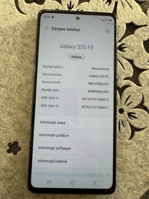 Samsung s20 FE sticla sparta