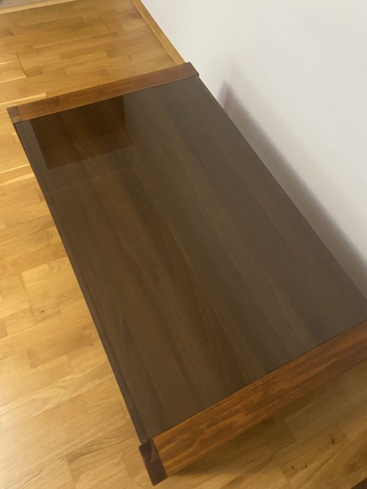 Masă lemn nuc&sticlă 70/120 Mobexpert Stare impecabilă