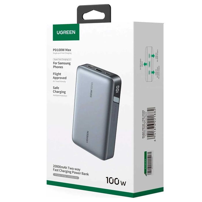 Ugreen PowerBank PD 100W 20000mAh с Дисплеем. Есть доставка