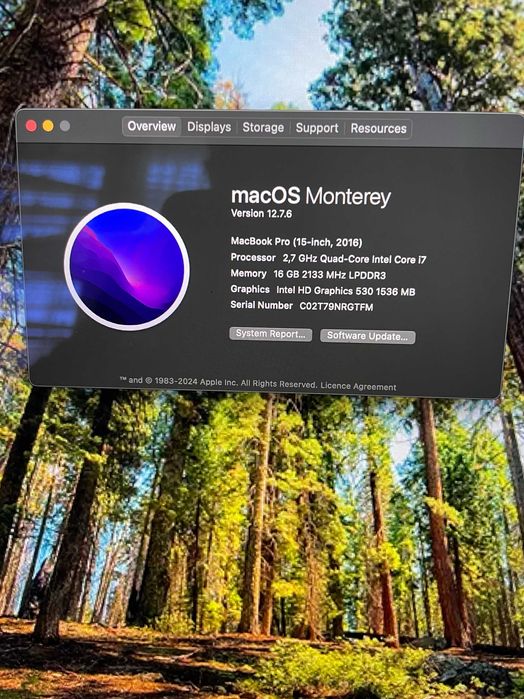 15" MacBook Pro А1707 Touch/Mid-2016/-i7/16GB RAM/512GB SSD