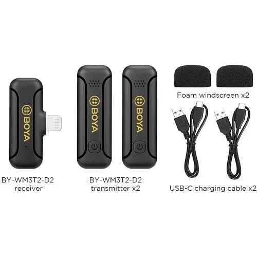 BOYA BY-WM3T2-D2 компактный двойной беспроводной микрофон для iPhone