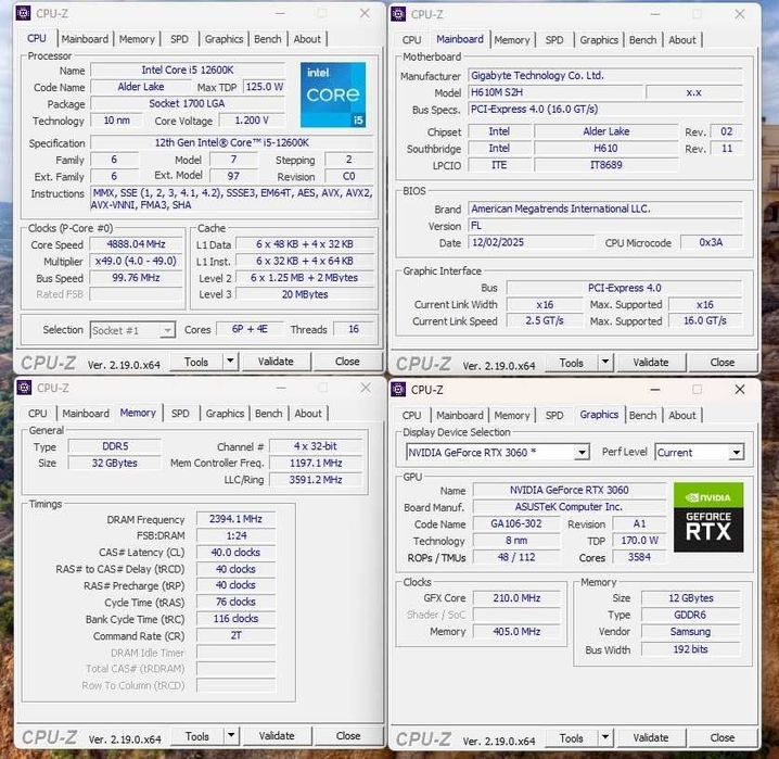 PC gaming Intel i5 12600K/RTX 3060 12GB/32Gb DDR5 / M2 512GB + 1TB HDD