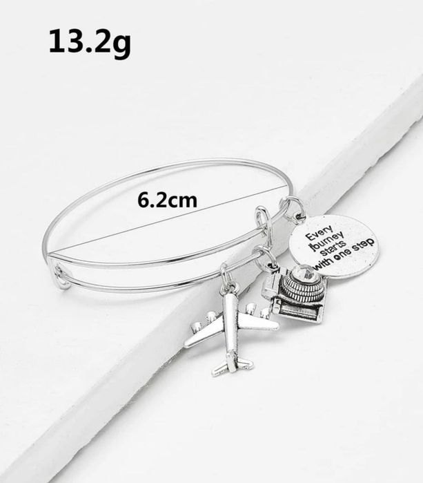 Bratara calatorie cu avion unisex argintie ideal pt pilot stewardesa