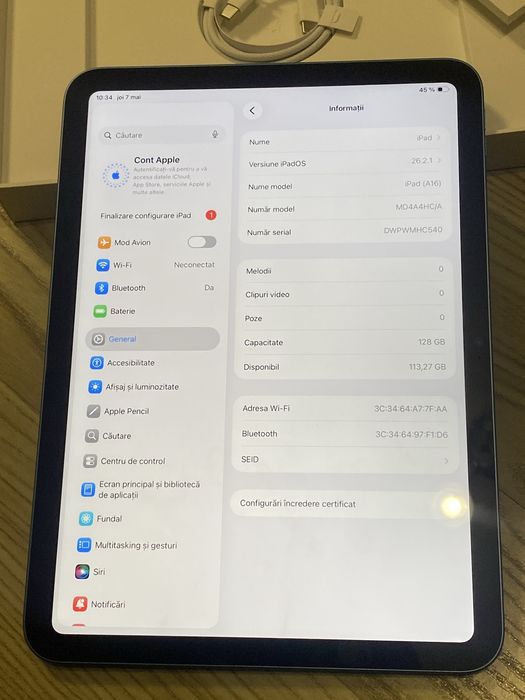 iPad A16 , NOU , 128 GB , Garantie