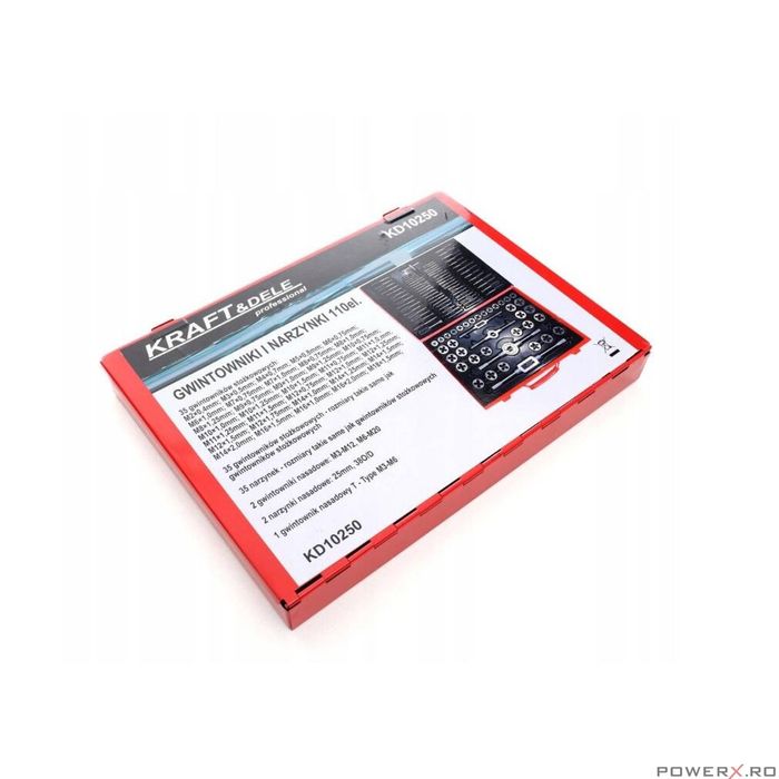 Trusa de filiere si tarozi, 110 piese, otel, Kraft