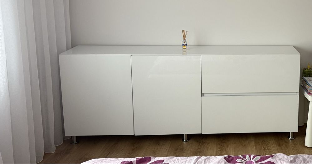 Vand mobila de dining MDF alb lucios