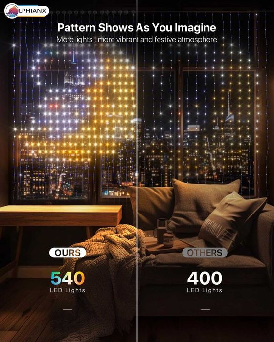 Светлина завеса с Wifi 540LEDs 1.50 x 2 м - програмируема Lphianx