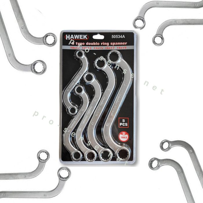 S-образни ключове 10-19мм 5 броя Hawek + ПОДАРЪК маркер за ремъци