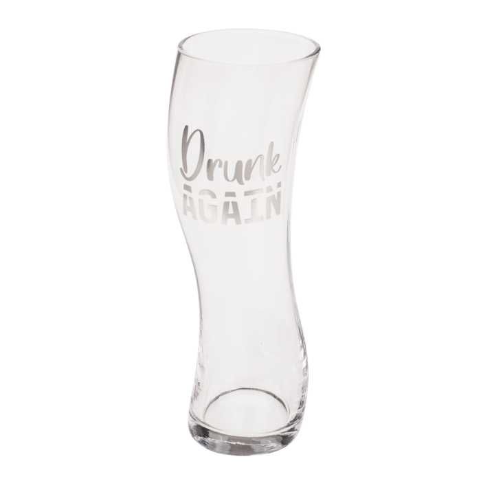 Извита чаша за бира с надпис Drunk Again