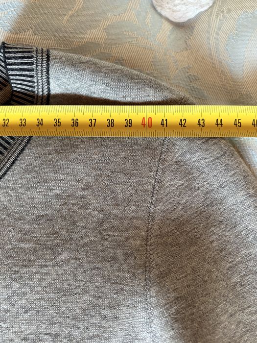 Marc Cain, premium, 100% lână super-fină, gri & negru, pulover (cardigan)